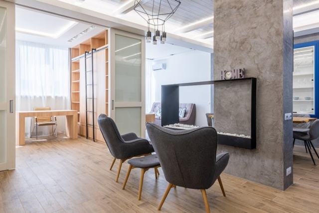 Cloison suspendue : séparation d'espace hôtelier design